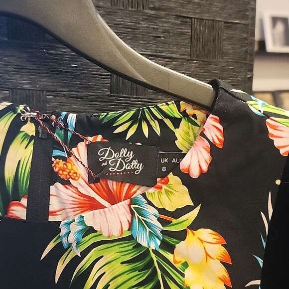 Dolly And DOTTY Black and Multicolor Floral Dress UK size 8 - Picture 2 of 3